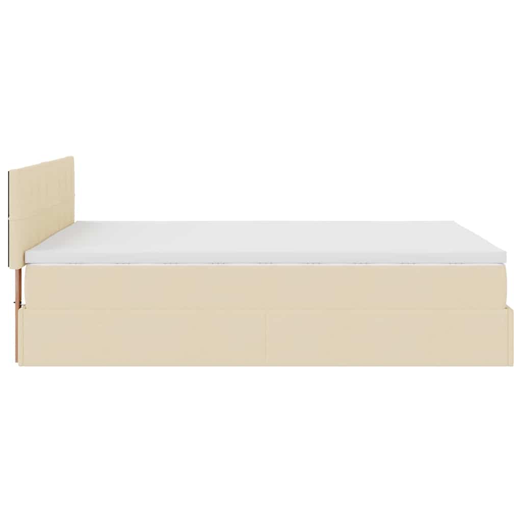 Ottoman bed met matras 140x200cm stof crèmekleurig