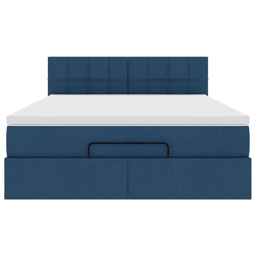 Ottoman bed met matras 140x200cm stof blauw