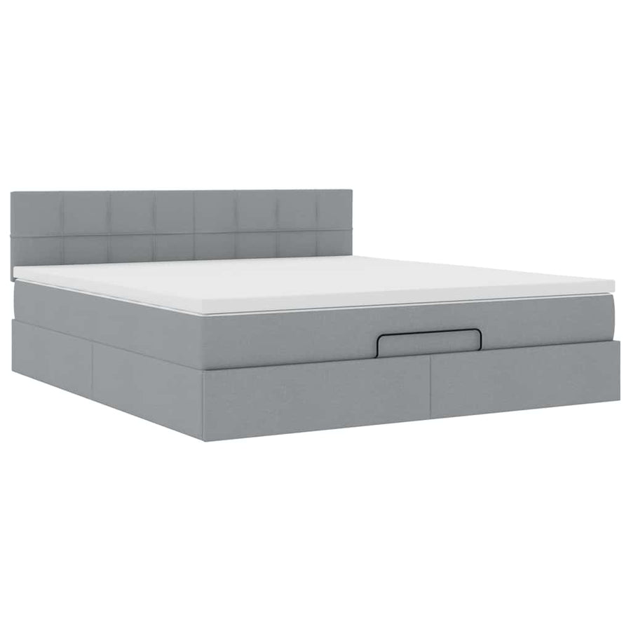 Ottoman bed met matras 160x200cm stof lichtgrijs