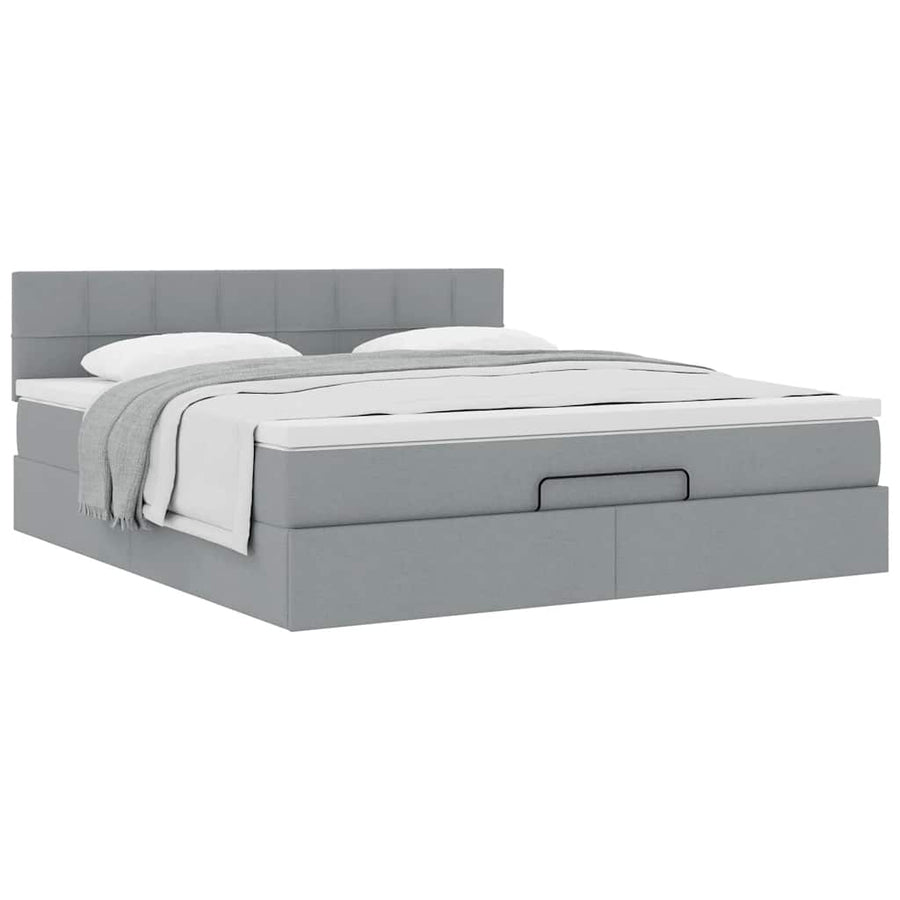 Ottoman bed met matras 160x200cm stof lichtgrijs