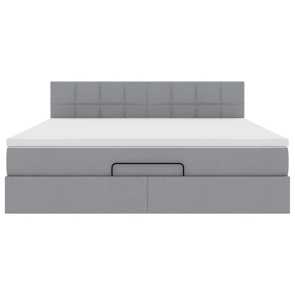 Ottoman bed met matras 160x200cm stof lichtgrijs