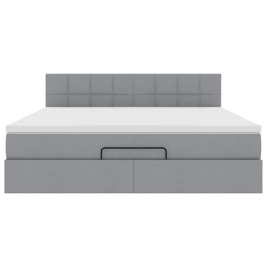 Ottoman bed met matras 160x200cm stof lichtgrijs