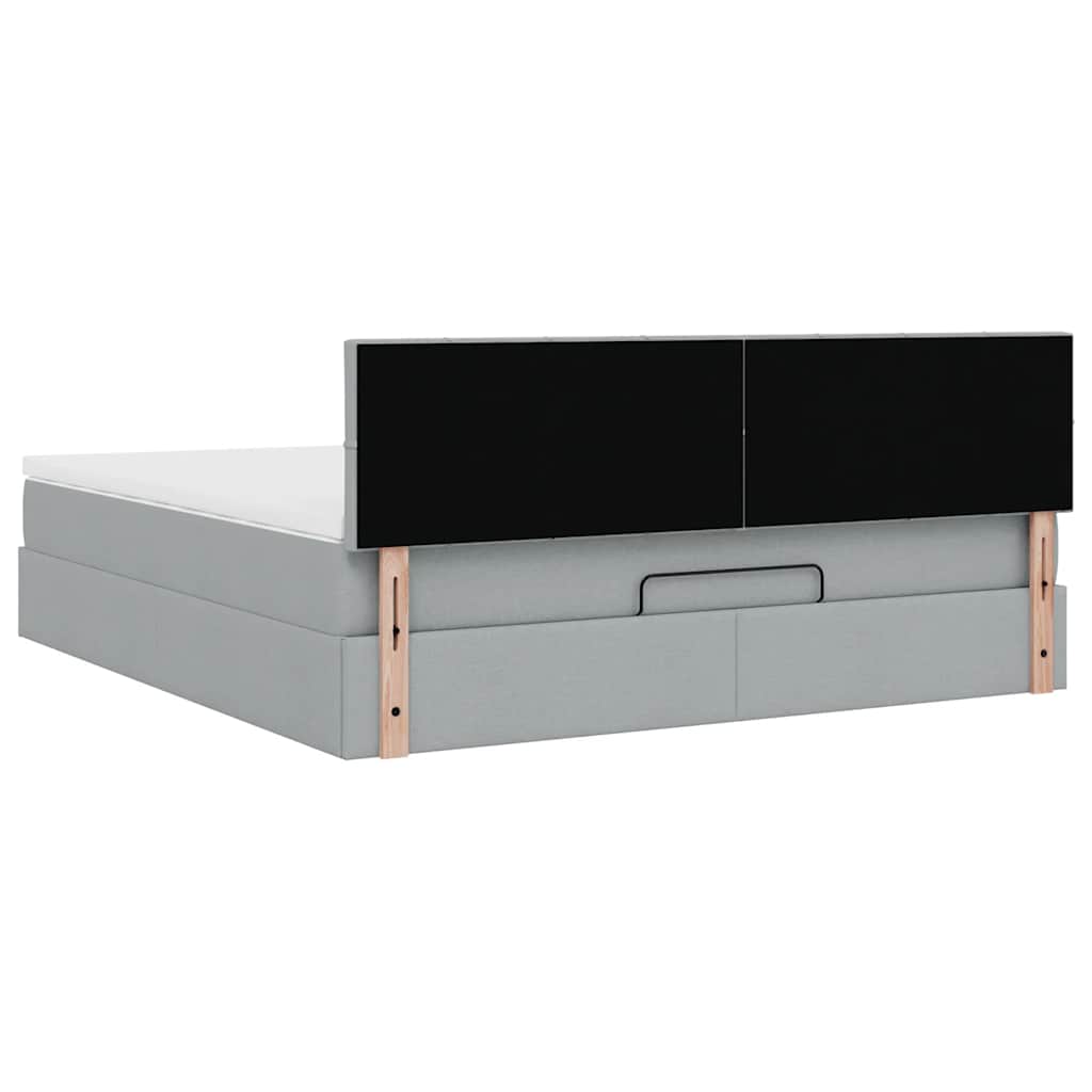 Ottoman bed met matras 160x200cm stof lichtgrijs
