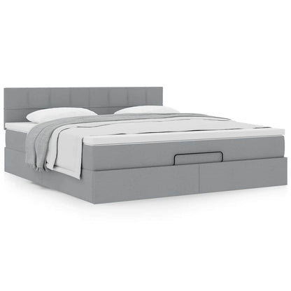 Ottoman bed met matras 160x200cm stof lichtgrijs