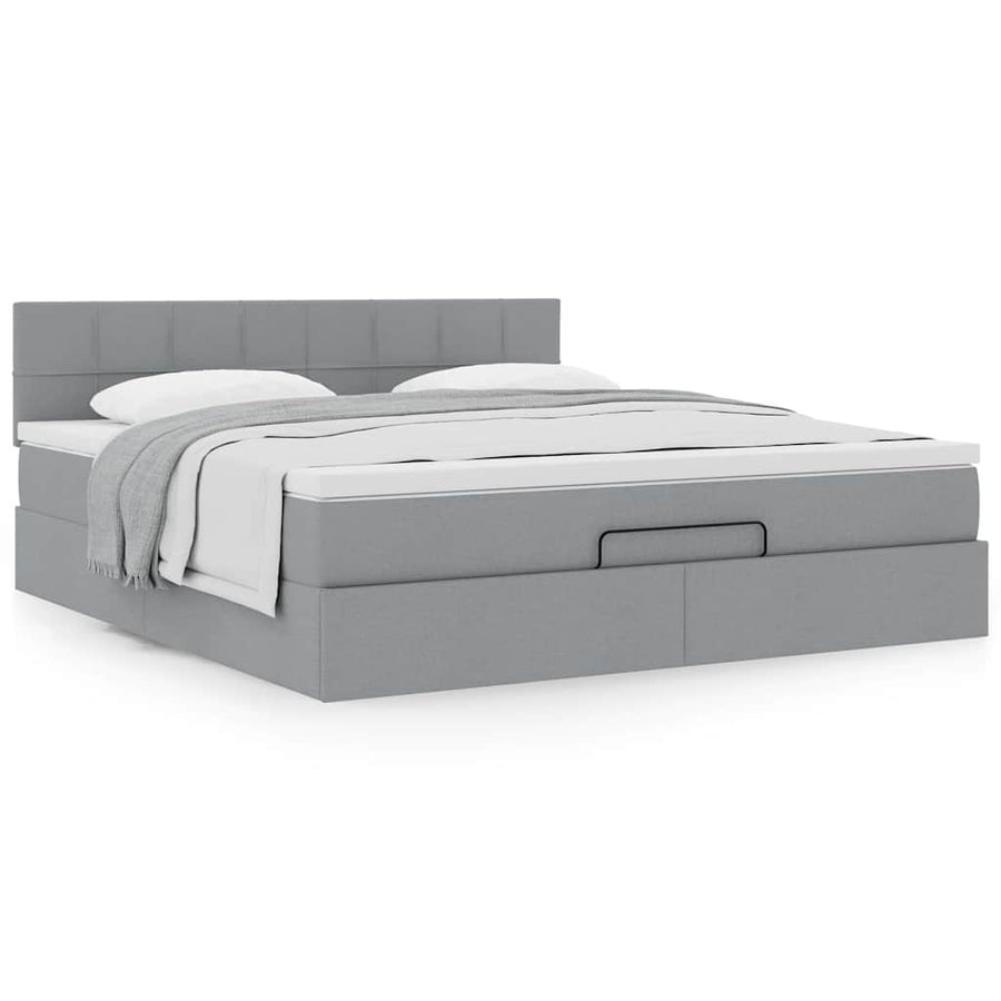 Ottoman bed met matras 160x200cm stof lichtgrijs