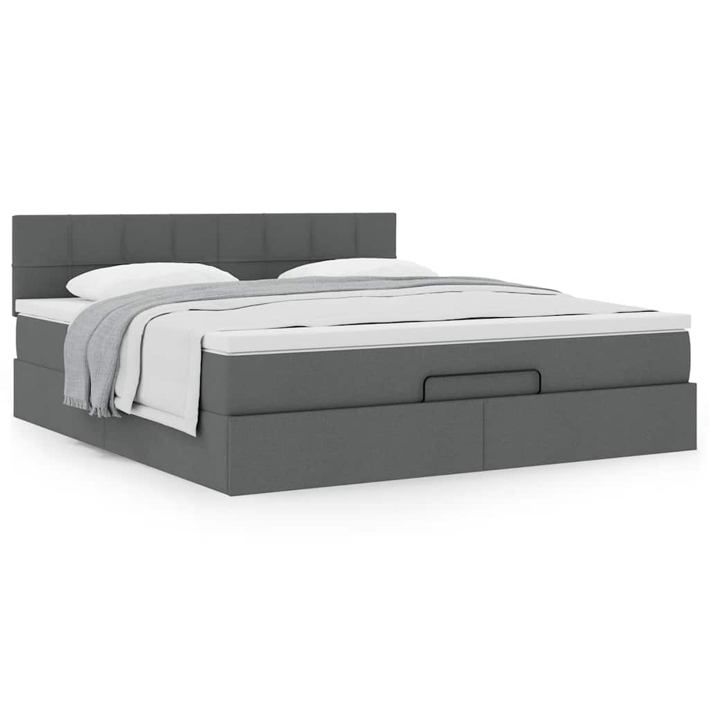 Ottoman bed met matras 160x200cm stof donkergrijs