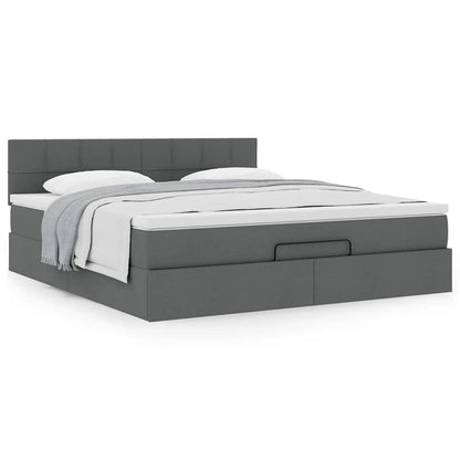 Ottoman bed met matras 160x200cm stof donkergrijs