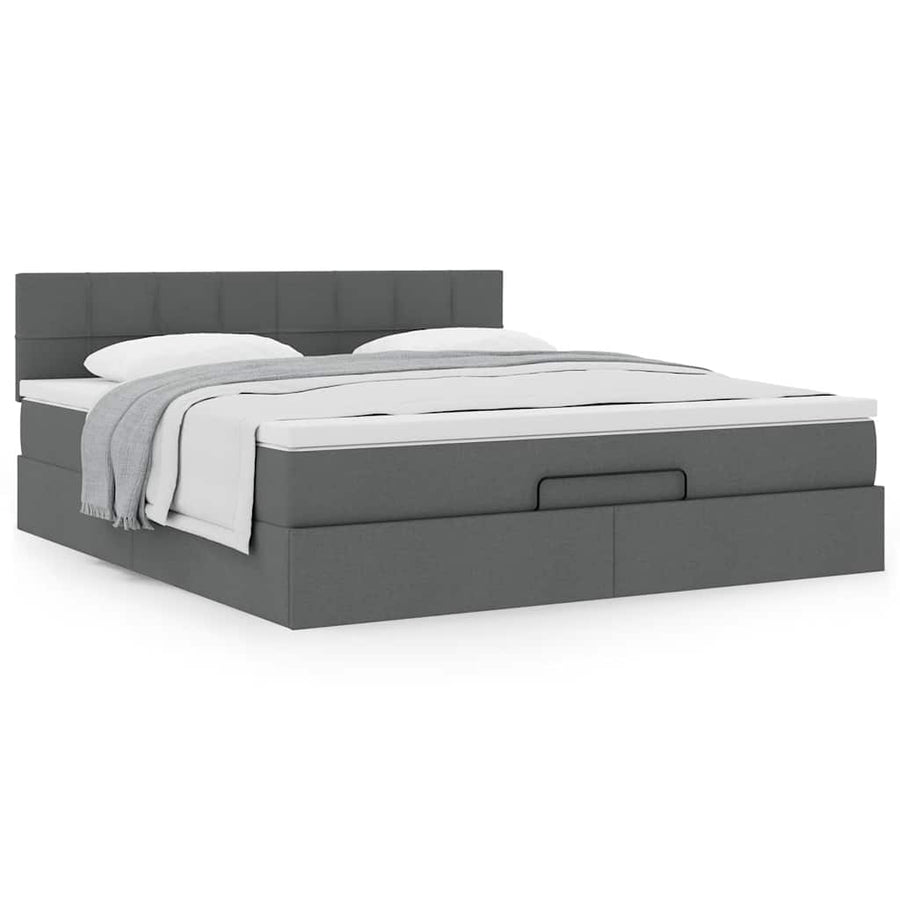 Ottoman bed met matras 160x200cm stof donkergrijs