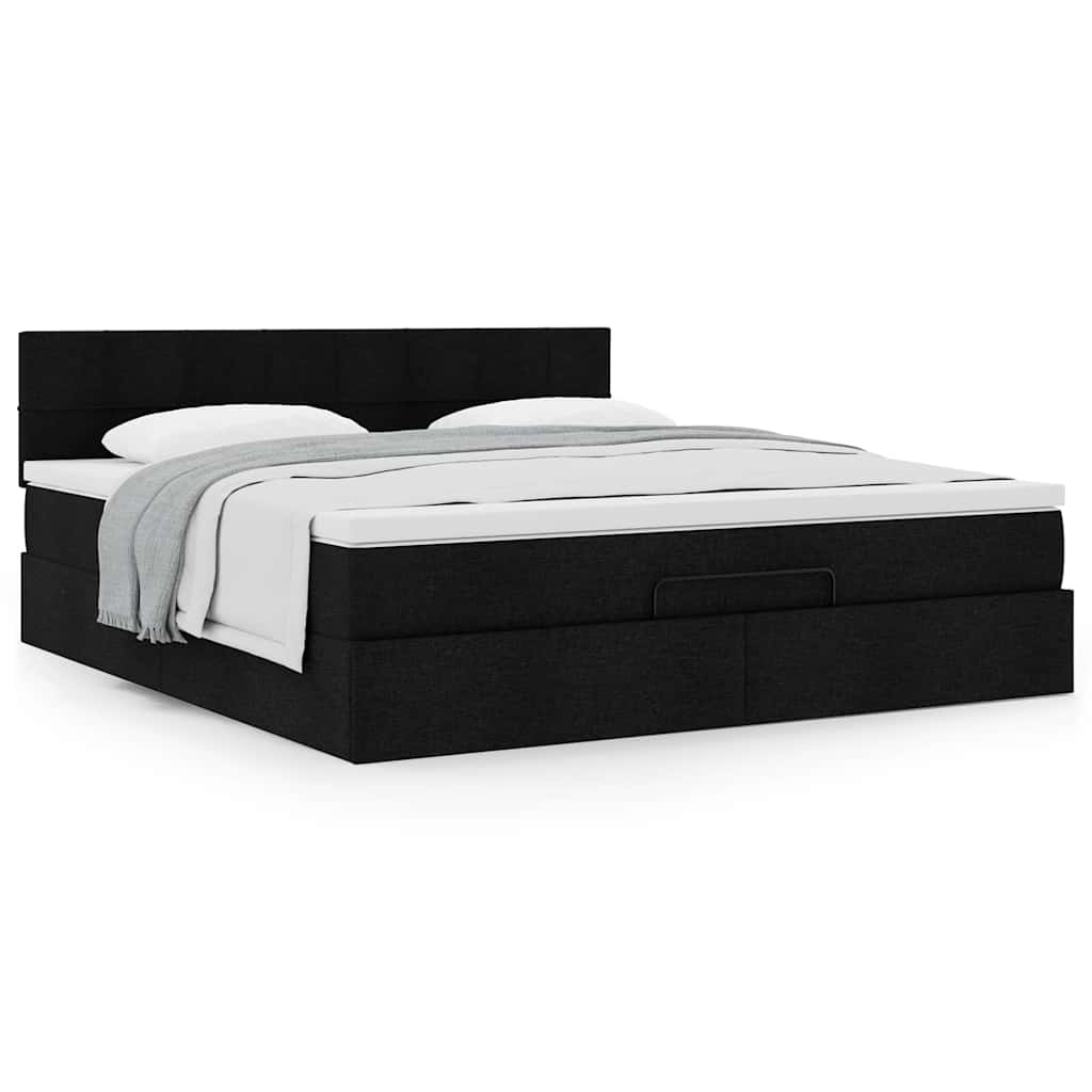 Ottoman bed met matras 160x200cm stof zwart