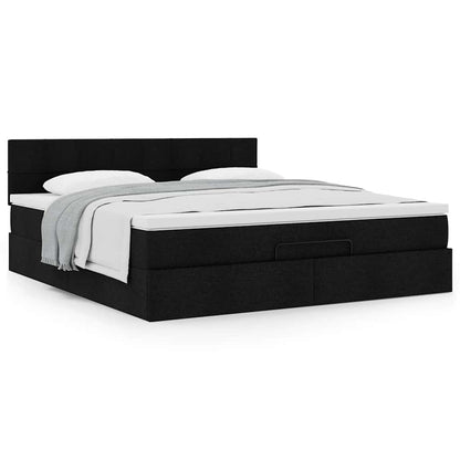 Ottoman bed met matras 160x200cm stof zwart