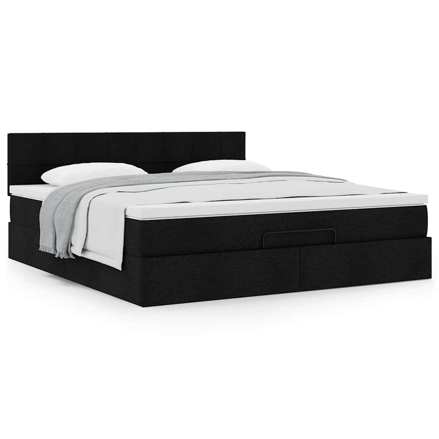 Ottoman bed met matras 160x200cm stof zwart