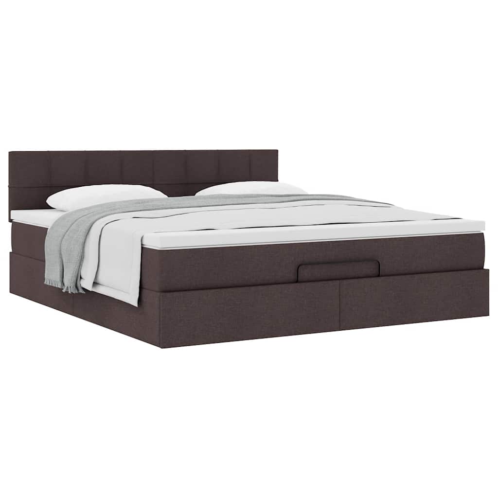 Ottoman bed met matras 160x200cm stof donkerbruin