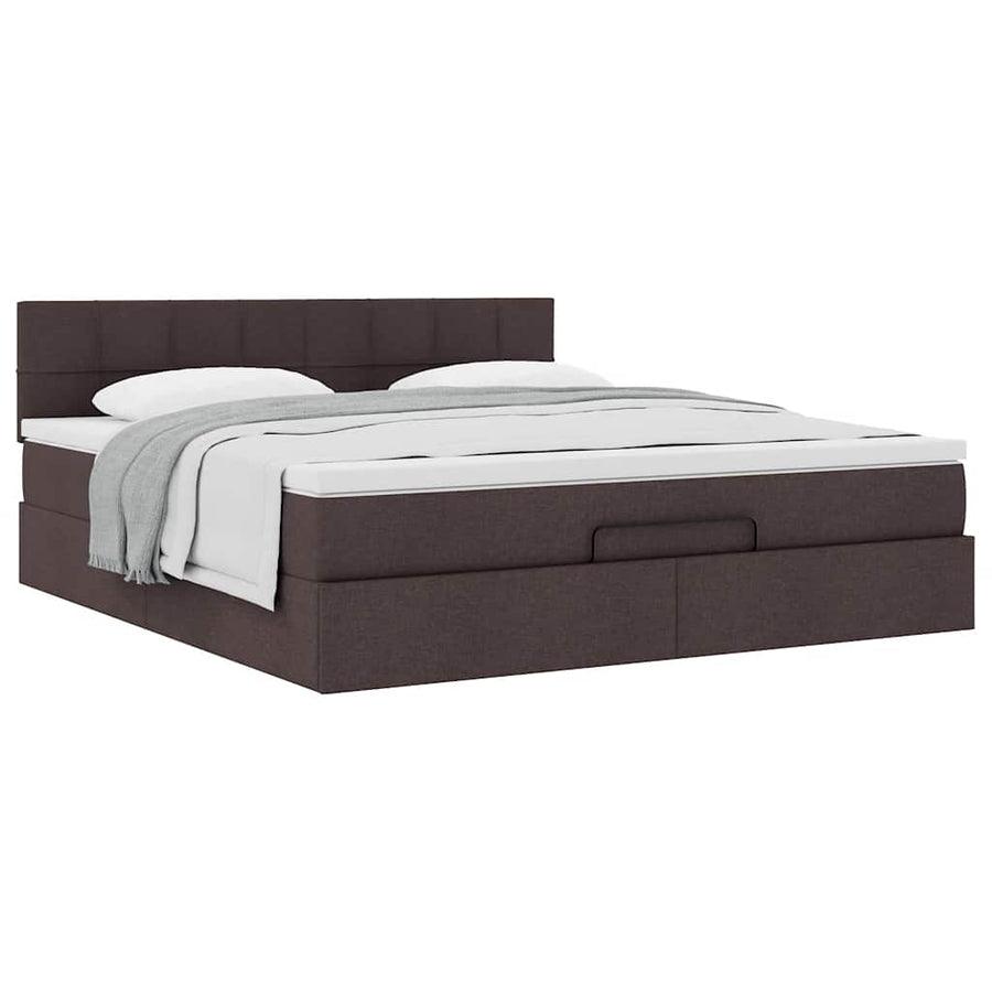 Ottoman bed met matras 160x200cm stof donkerbruin