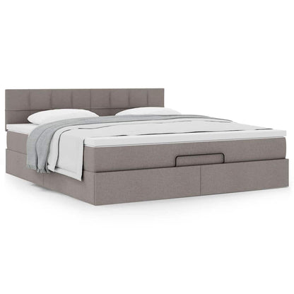 Ottoman Bed Met Matras 160X200Cm Stof 160 x 200 cm Taupe
