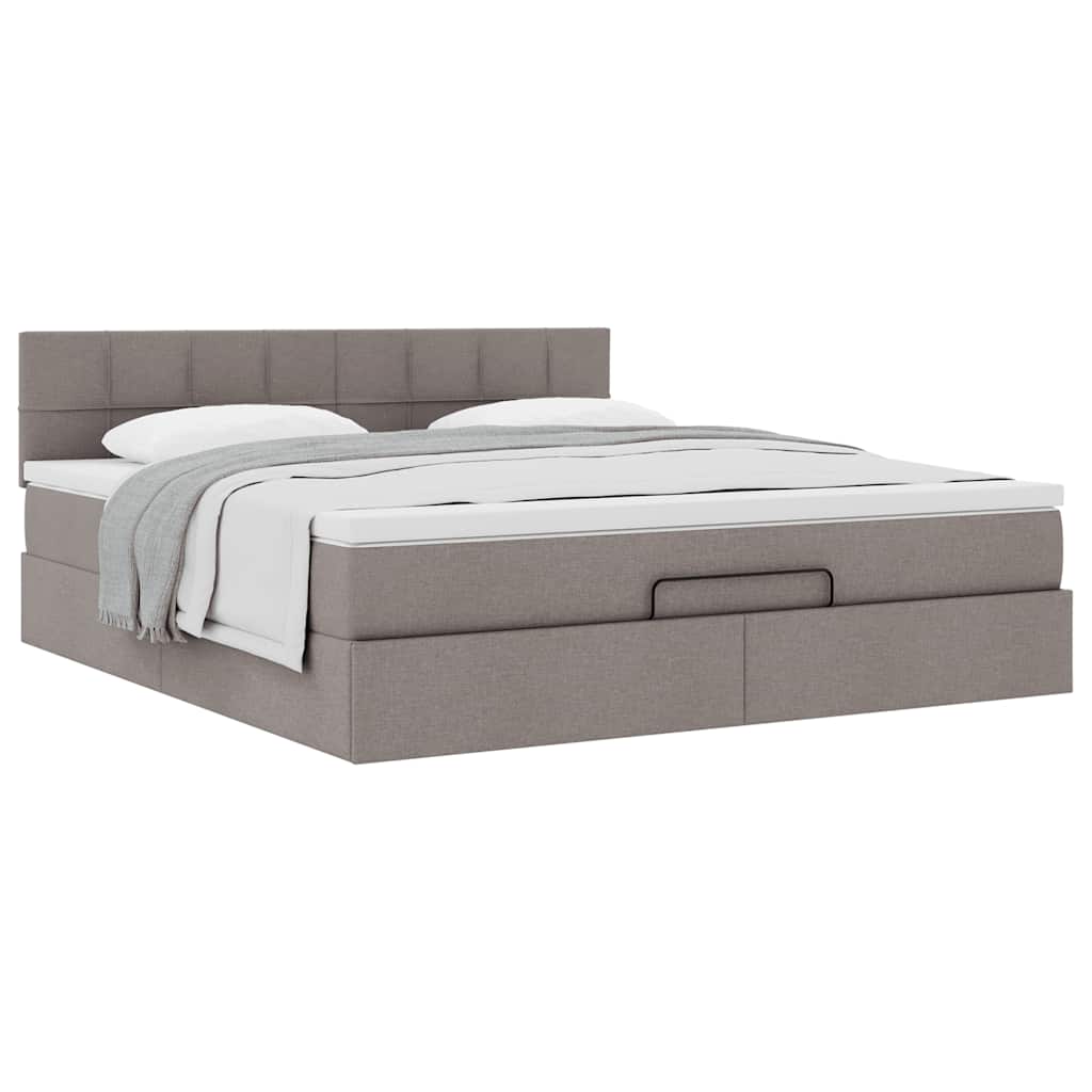 Ottoman Bed Met Matras 160X200Cm Stof 160 x 200 cm Taupe