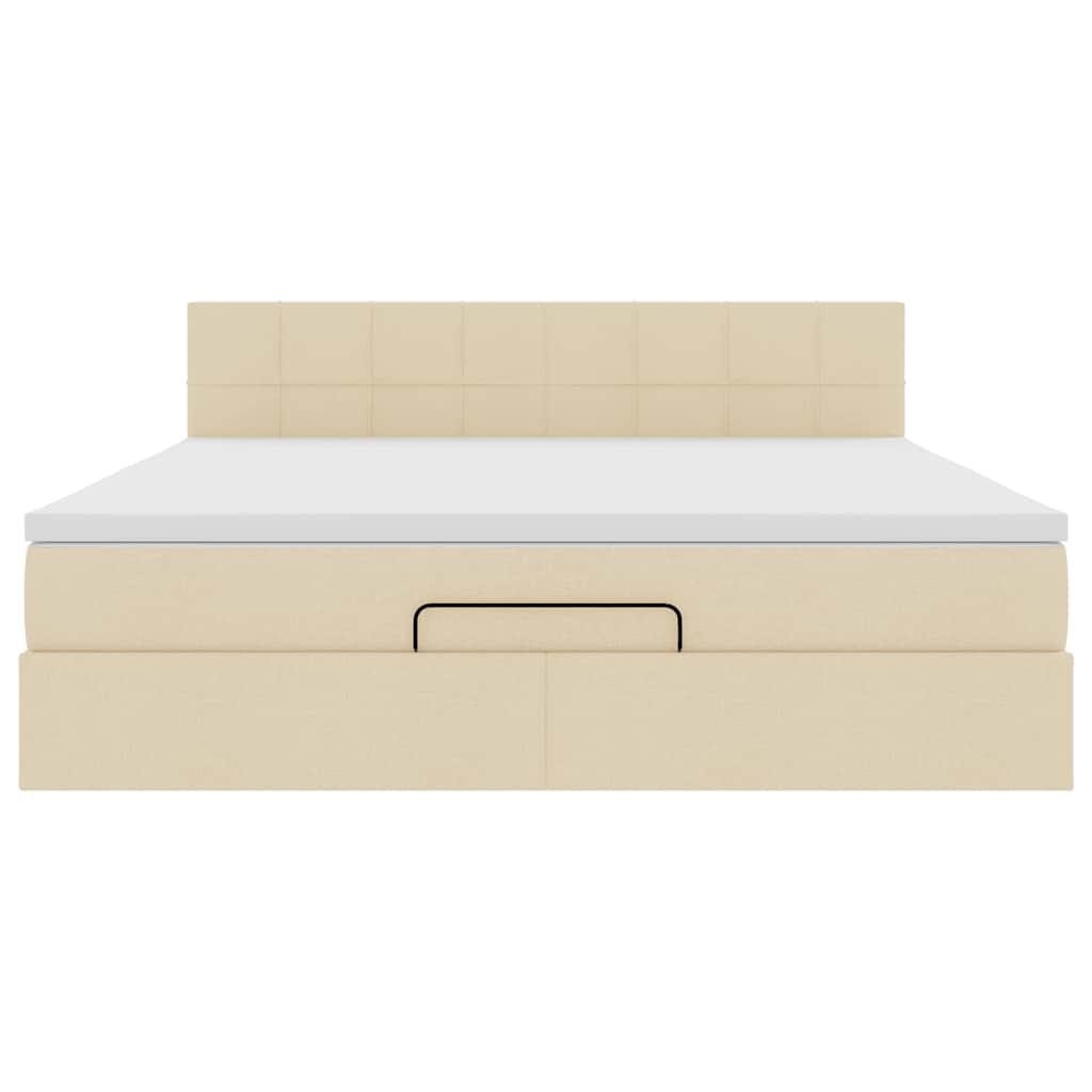 Ottoman bed met matras 160x200cm stof crèmekleurig