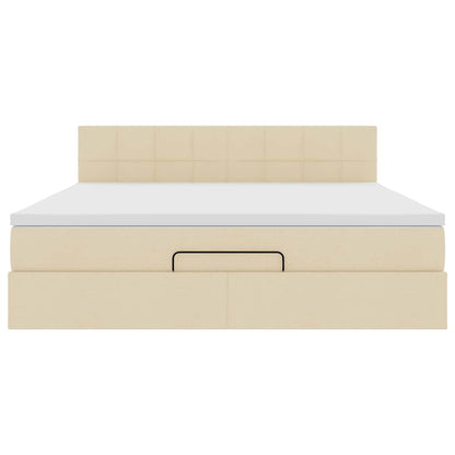 Ottoman bed met matras 160x200cm stof crèmekleurig