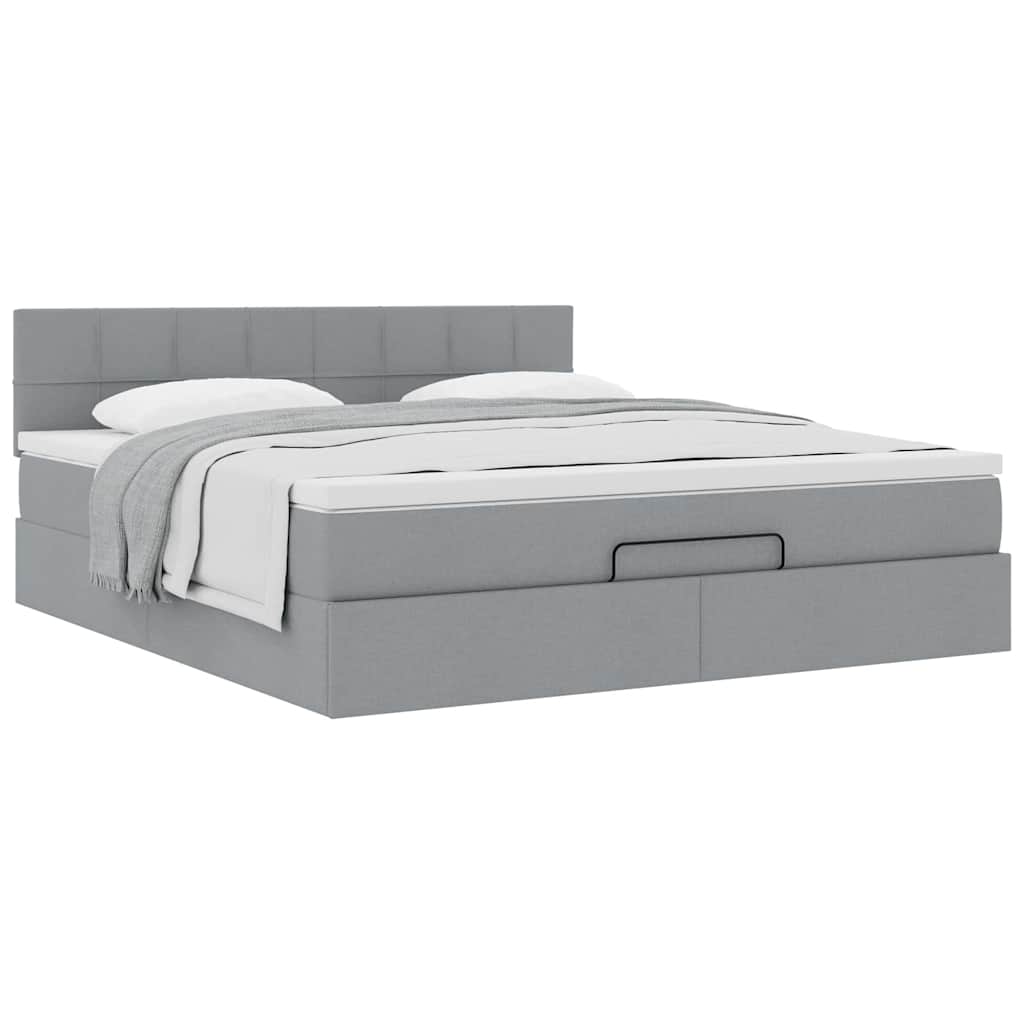 Ottoman bed met matras 180x200cm stof lichtgrijs