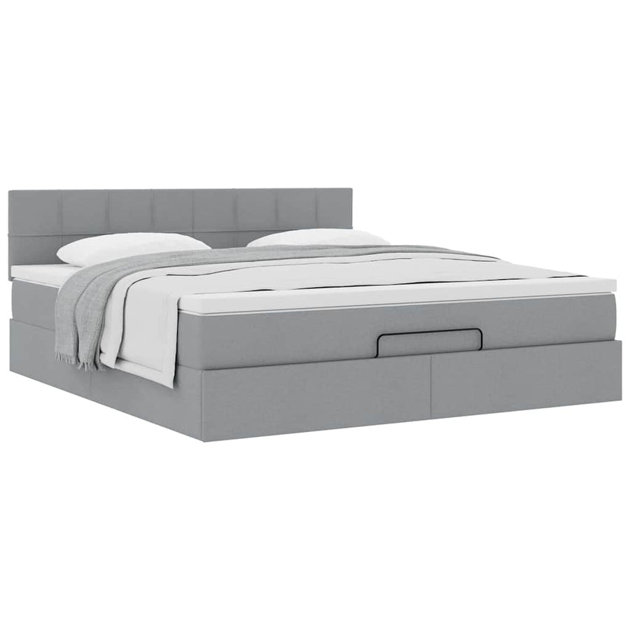 Ottoman bed met matras 180x200cm stof lichtgrijs