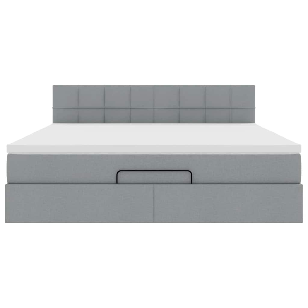 Ottoman bed met matras 180x200cm stof lichtgrijs