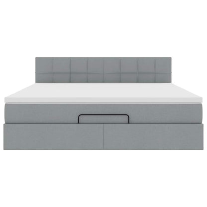 Ottoman bed met matras 180x200cm stof lichtgrijs