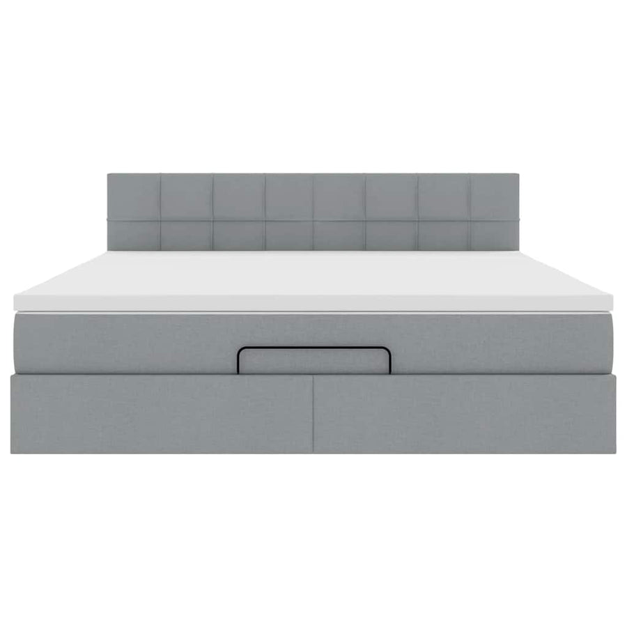 Ottoman bed met matras 180x200cm stof lichtgrijs