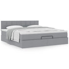 Ottoman bed with mattress 180x200cm fabric light grey