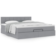 Ottoman bed with mattress 180x200cm fabric light grey