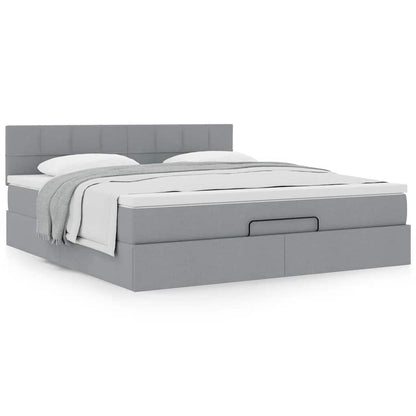 Ottoman bed met matras 180x200cm stof lichtgrijs