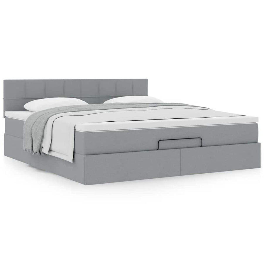 Ottoman bed met matras 180x200cm stof lichtgrijs