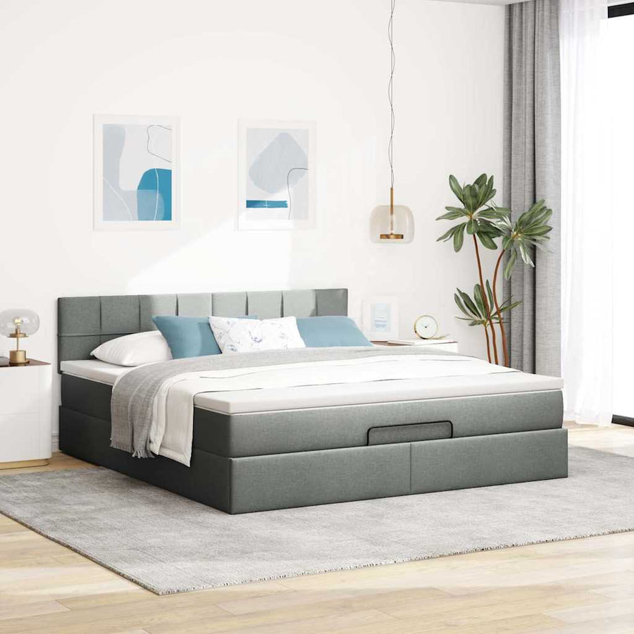 Ottoman bed met matras 180x200cm stof donkergrijs