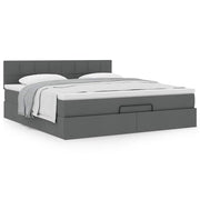 Ottoman bed with mattress 180x200cm dark grey fabric