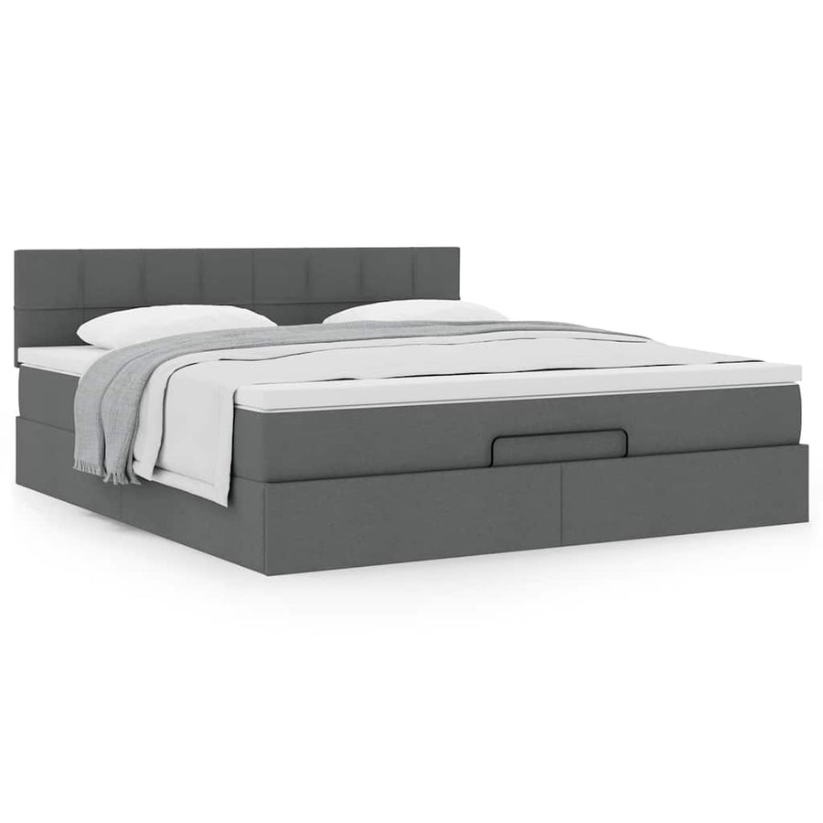 Ottoman bed met matras 180x200cm stof donkergrijs