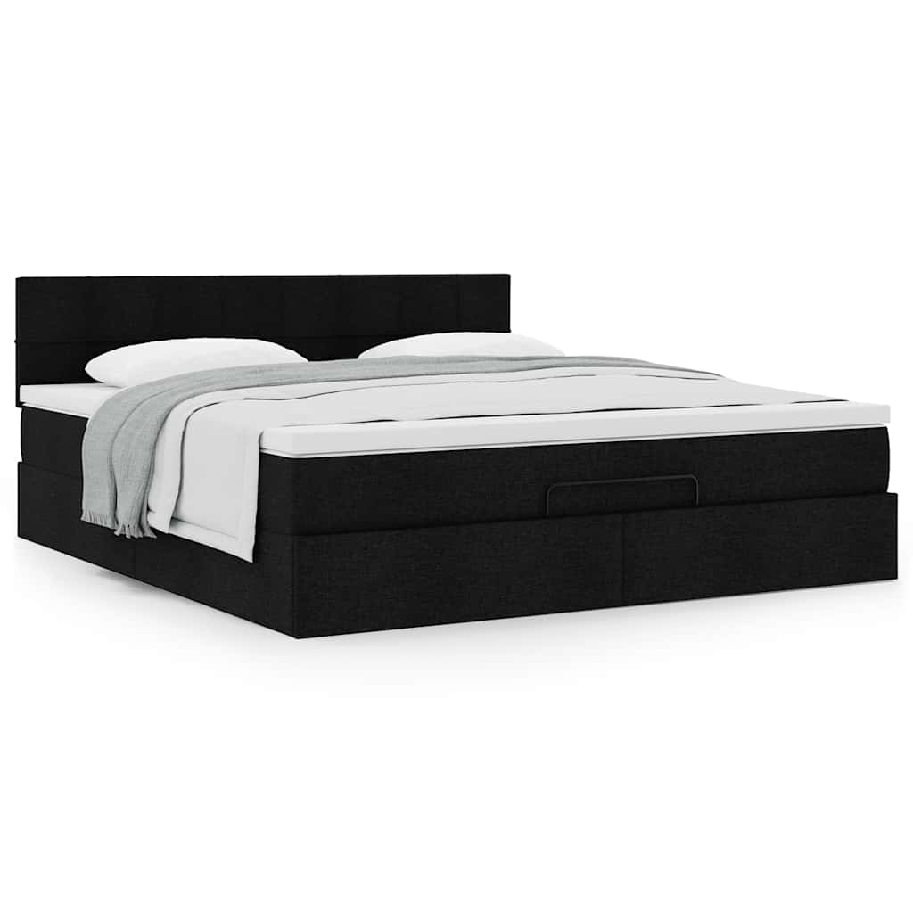 Ottoman bed met matras 180x200cm stof zwart