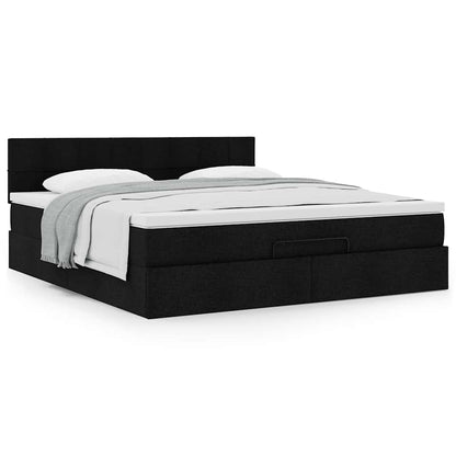 Ottoman bed met matras 180x200cm stof zwart