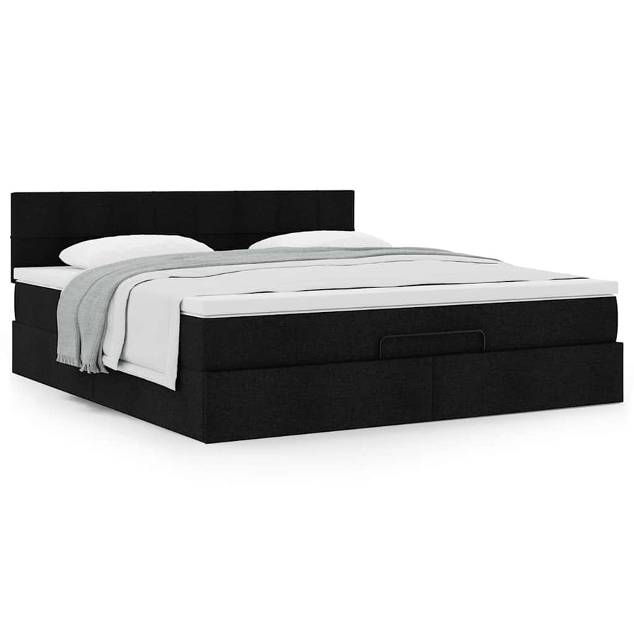 Ottoman bed met matras 180x200cm stof zwart