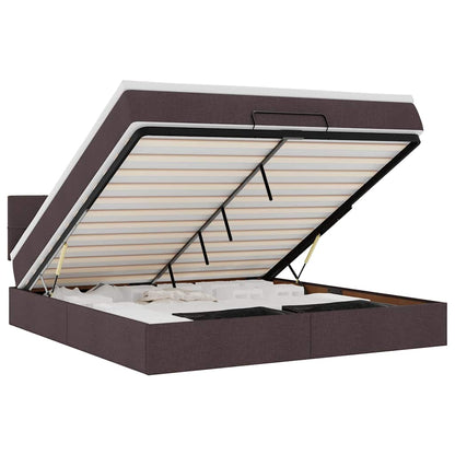 Ottoman Bed Met Matras 180X200Cm Stof 180 x 200 cm Donkerbruin
