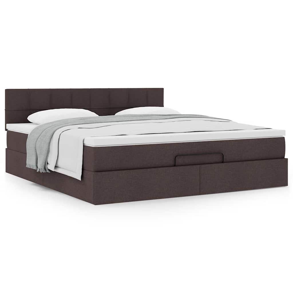 Ottoman Bed Met Matras 180X200Cm Stof 180 x 200 cm Donkerbruin