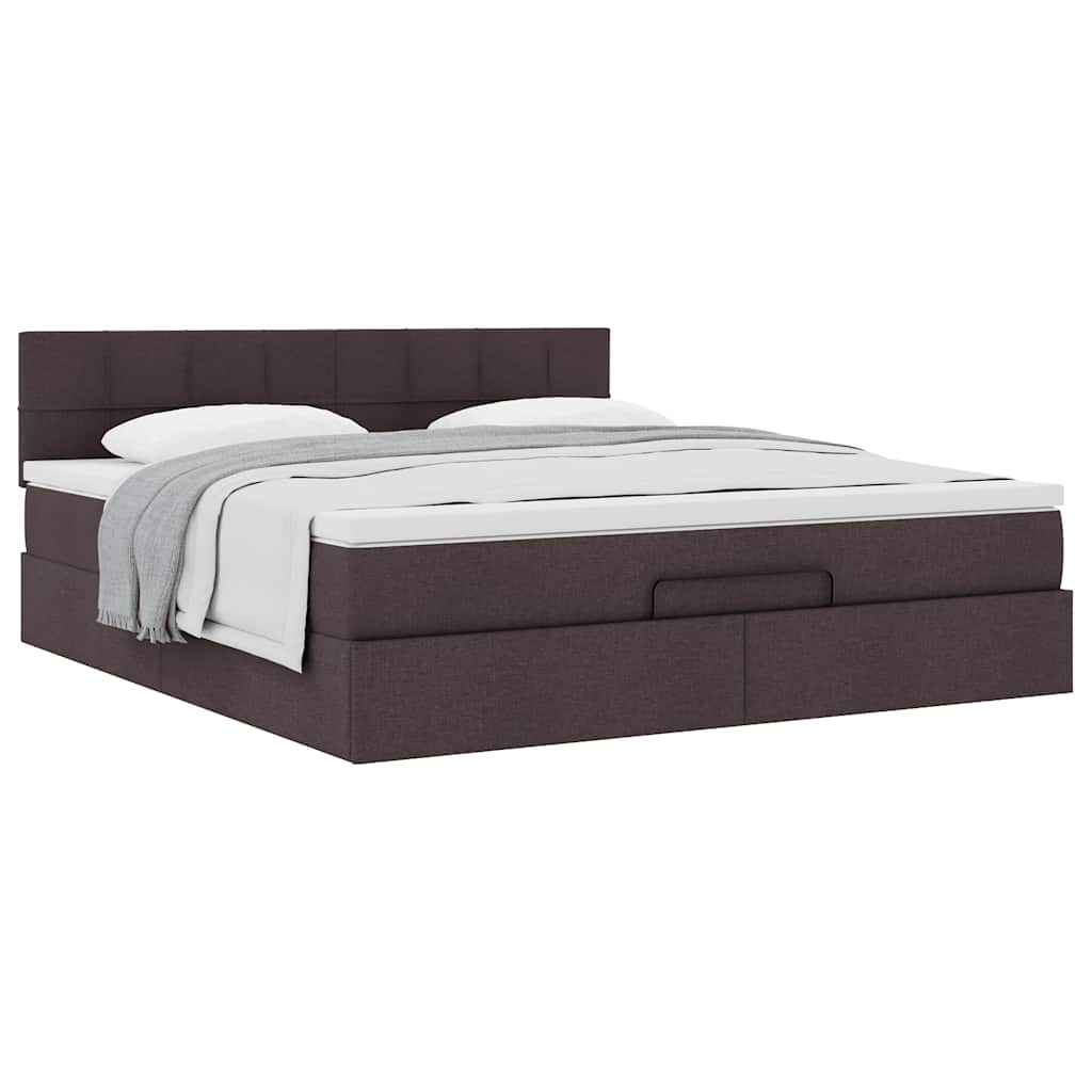 Ottoman Bed Met Matras 180X200Cm Stof 180 x 200 cm Donkerbruin