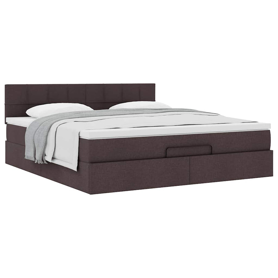 Ottoman Bed Met Matras 180X200Cm Stof 180 x 200 cm Donkerbruin