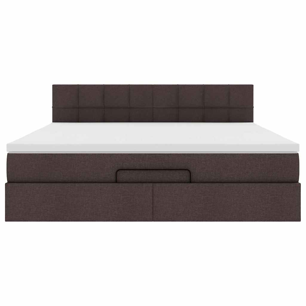 Ottoman Bed Met Matras 180X200Cm Stof 180 x 200 cm Donkerbruin