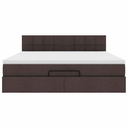 Ottoman Bed Met Matras 180X200Cm Stof 180 x 200 cm Donkerbruin