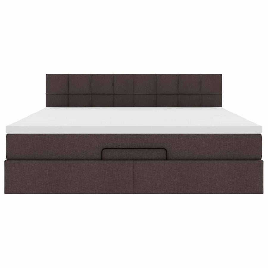Ottoman Bed Met Matras 180X200Cm Stof 180 x 200 cm Donkerbruin