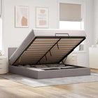 Ottoman bed with mattress 180x200cm fabric taupe