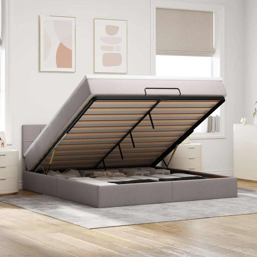 Ottoman bed met matras 180x200cm stof taupe