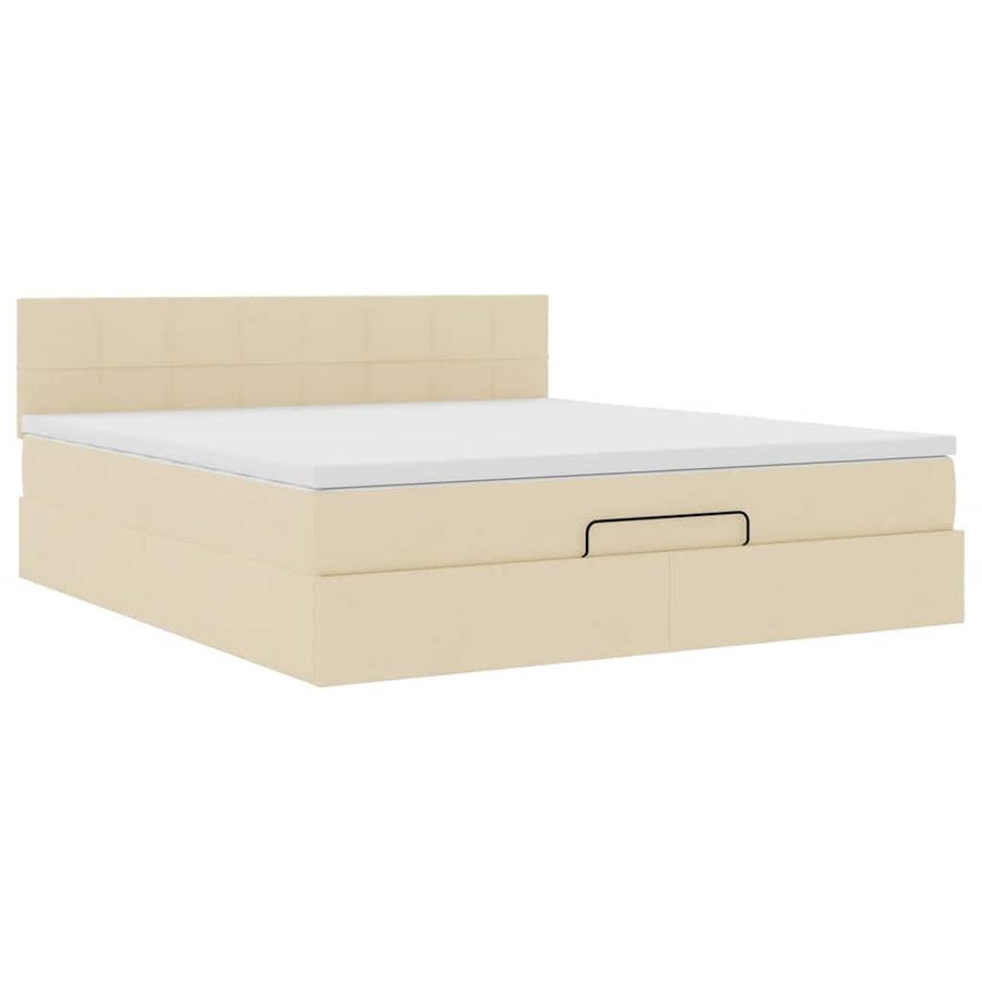 Ottoman bed met matras 180x200cm stof crèmekleurig