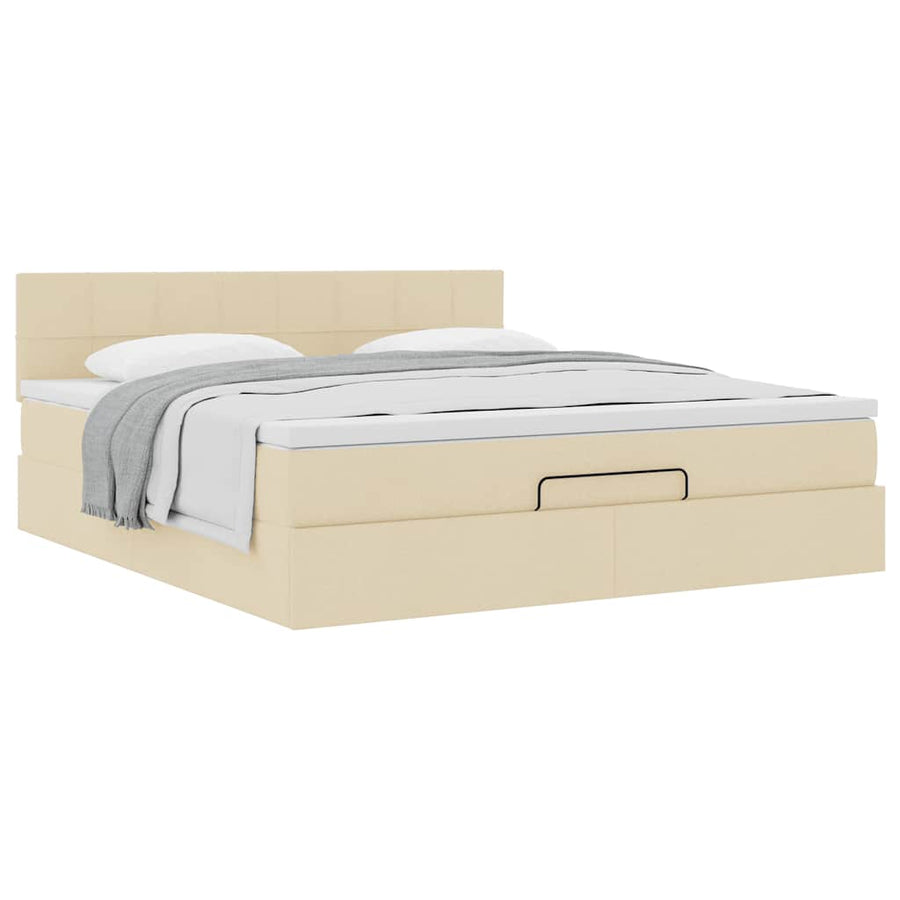 Ottoman bed met matras 180x200cm stof crèmekleurig