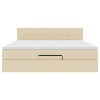 Ottoman bed met matras 180x200cm stof crèmekleurig