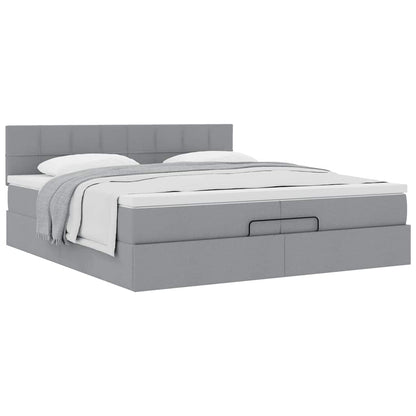 Ottoman bed met matras 200x200 cm stof lichtgrijs