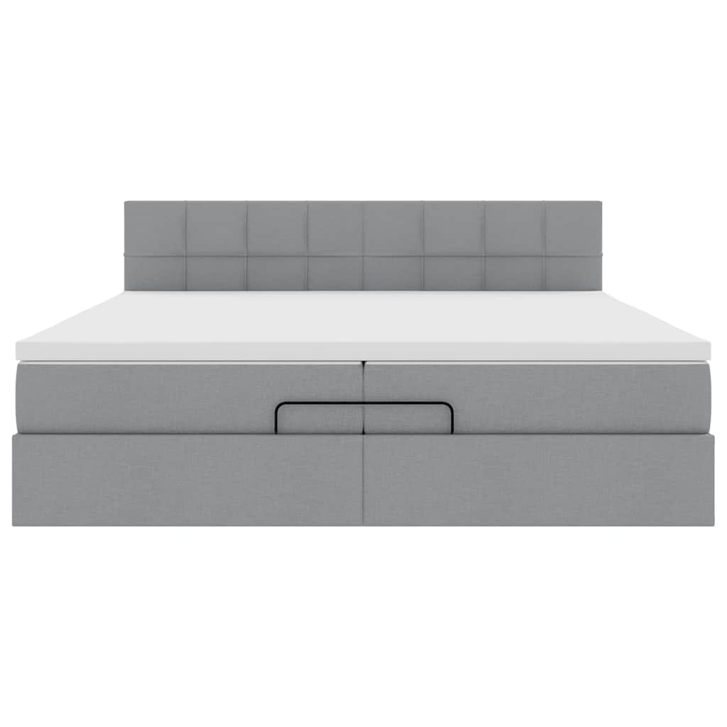 Ottoman bed met matras 200x200 cm stof lichtgrijs